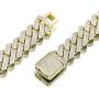 Luxfine 12mm Iced Out Cuban Link Chain 14K REAL Gold Plated Hypoallergenic Hip Hop Jewelry 5A+ Cubic Zirconia Prong-setting Necklace for Men Women Choker Christmas Birthday Gift
