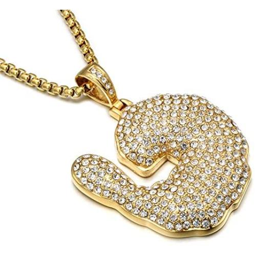 BLINGMC Hip Hop Jewelry Crystal Shrimp Pendant Stainless Steel Bling Creative Necklace
