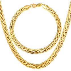 U7 Cuban Chain,Snake Chain Set,18K Real Gold Plated 5MM-8MM Wide Necklace or Wrist Link,Length 8.3 Inch-30 Inch,Send Gift Box