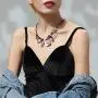 Big Chunky Necklaces for Women Black Leather Chokers Necklace with Crystal Pendant Jewelry Big Chunky Necklaces for Women Black Leather Chokers Necklace with Crystal Pendant Jewelry