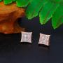 LuReen Gold Silver 11mm Square CZ Stud Earring of Mens Boy aretes para hombre