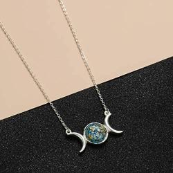Chengxun Triple Moon Goddess Wicca Pagan Necklace Gold Silver Moon Phase Charm Necklace