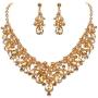 BriLove Wedding Jewelry Sets for Brides Rhinestone Simulated Pearl Teardrop Cluster Statement Necklace Dangle Earrings