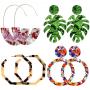 9 Pairs Acrylic-Resin-Hoop-Earrings-Set for Women Statement Leopard Earrings Stud Mottled Drop Dangle Earring Bohemian Jewelry for Girls