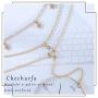 Ckecharfa Boho Layered Y-Necklace Gold Star Choker Necklaces Crystal Pendant Long Chain Summer Beach Neck Chains Adjustable Jewelry for Women and Girls