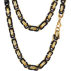 PROSTEEL 4MM/6MM/8MM Stainless Steel Necklace for Men Boys Women, Stylish and Cool, Byzantine Chain Black Gold Silver Tone, 18-30 Inches, Come Gift Box