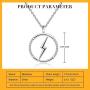 Circle Lightning Bolt Necklace Sterling Silver Necklace for Women Girls Flashing Thunder CZ Pendant Simple Zig Zag Choker Necklaces Inspirational Gifts