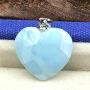 Larimar Pendant, Heart Natural Blue Larimar Stone Jewelry For Woman Man Dominica Crystal 17x4mm BeadsSilver Sterling Water Pattern Gemstone AAAAA