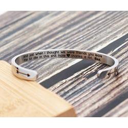 Meibai Coworker Leaving Gift for Women Funny Goodbye Message Engraved Cuff Bangle Bracelet Funny Going Away Gift for Best Coworker Friend