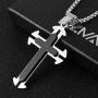 HZMAN Mens Carved Jesus Christ Crucifix Cross Lords Prayer Stainless Steel Pendant Necklace