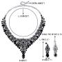 EVER FAITH Rhinestone Crystal Enamel Party Butterfly Teardrop Necklace Earrings Set