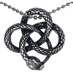 Snake Jewelry Celtic Knot Viper Cobra Norse Viking Magic Sea Serpent Dragon Wicca Protection Amulet pewter Unisex Womens Mens pendant necklace Charm for boys men women w Silver Ball Chain