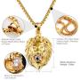 Jewelry Kingdom 1 Gold Lion Necklace Pendant for Men Women 18K Plated CZ Diamond with 24'' Stainless Steel Rope Chain (Medium Head Size)