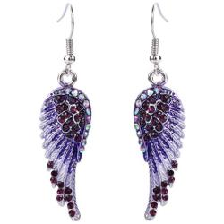 EVER FAITH Angel Wing Hook Earrings Austrian Crystal Silver-Tone