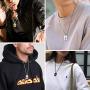 ChainsPro A to Z Captial Initial Military Army Dog Tag with Chain-22+2'' Adjustable, Teenage Boy Necklace, 316L Stainless Steel/ 18K Gold Plated/Black (Send Gift Box)
