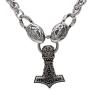 3D Snake Head Viking Pendant NECKLACE With Rare BREDSATRA (replica) Thors Hammer - Stainless Steel Chain - Mjolnir Scandinavian Pagan Fenrir Nordic Steampunk