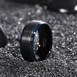 Shuremaster 6mm 8mm Tungsten Carbide Wedding Ring Band for Men Women Step Edge Black/Silver Engraved I Love You Comfort Fit 4-15