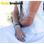 VITORIAS GIFT Women Hand Chain Attached Bangle Jewelry Slave Chain Link Finger Bracelet Jewelry
