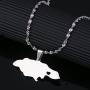 Silver Stainless Steel Jamaica Map Pendant Necklaces Jewellery Heart Jamaican Map Jewelry
