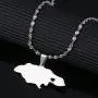 Silver Stainless Steel Jamaica Map Pendant Necklaces Jewellery Heart Jamaican Map Jewelry