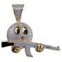 Moca Jewelry Hip Hop Iced Out Bling Holding The Gun Personalized Pendant 18K Gold Plated Chain Necklace for Men Women