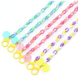 Colorful Smile Link Chain Face Mask Lanyard with Clips Holder Strap Hanger String Necklaces Clamp Rope Decorative Fashion Leash Around Neck for Women Girls Paperclip Link Charm Outdoors Jewelry