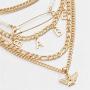 Ingemark 5 Layers Link Chain Choker Neklcae Set Simple Angel Babe Initial Letter Pendant Necklace Hip Hop Punk Jewelry Set