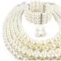 Fodattm Women Lady Multi Layer Imitation Pearl Strand Cluster with Necklace Bracelet and Earrings Set Elegant Costume Jewelry Sets Fodattm Women Lady Multi Layer Imitation Pearl Strand Cluster with Necklace Bracelet and Earrings Set Elegant Costume Jewelry Sets