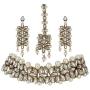 I Jewels Indian Bollywood Gold Plated Ethnic Faux Kundan Party Wear Jewelry Set with Earrings & Maang Tikka for Women (IJ164W)