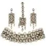 I Jewels Indian Bollywood Gold Plated Ethnic Faux Kundan Party Wear Jewelry Set with Earrings & Maang Tikka for Women (IJ164W)