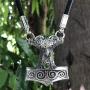 Viking Jewelry Celtic Norse Viking Mjölnir Mjolnir Crow Raven Skane Thors hammer Pewter Mens Pendant Necklace Talisman Charm Protection Amulet men W Stainless Steel tips Durable Nylon Rope Necklace