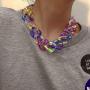 ELABEST Hip Hop Arcylic Necklace Colored Glaze Statement Choker Chunky Rhombus Link Chain Party Ball Nightclub Costume Jewelry for Women and Girls