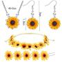 Picano 8 Pieces Sunflower Pendant Necklace Sunflower Drop Earrings Sunflower Hair Clip Sunflower Boho Headband Wreath for Women Jewelry Accessories