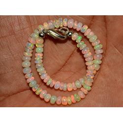 18+ Carat Natural Gemstone Ethiopian Opal Rondelle Plain Beads 7 Inch Bracelet