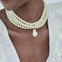 ELABEST Layered Faux Pearl Necklace Beaded Link Choker Chain Party Nightclub Costume Jewelry for Women and Girls