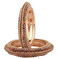 Efulgenz Indian Bollywood CZ Crystal Rhinestone Gold Plated Multicolor Wedding Bridal Bracelet Bangle Set Jewelry