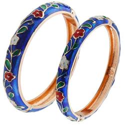 UJOY Fashion Cloisonne Jewelry Bangles Bracelets Flower Enamel Bangle Sets Gift Box for Women 55A119