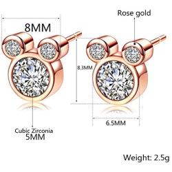 ERLUER Womens Mickey Stud Earrings Mouse Shape Rose Gold Platinum Plated Zircon Crystal Fashion Jewelry Earring For Women Party Gifts