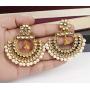 SANARA Indian Bollywood Traditional Ethnic Gold Tone Beautiful White Kundan Pearl Polki Earring Earring Set Wedding Jewelry