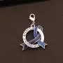 CENWA Blue & Purple Awareness Ribbon Jewelry RA Warriors Gift Rheumatoid Arthritis Awareness Zipper Pull/Necklace