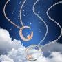 Agvana 18K Solid Rose Gold Diamond Moon Heart Dainty Pendant Necklace Fine Jewelry Anniversary Birthday Valentines Day Gifts for Women Teen Girls Sister Lover Wife, 16+2 Inch Extender
