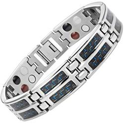 Willis Judd Blue Carbon Fiber Titanium Magnetic Bracelet Double Strength Adjusting Tool and Gift Box Included