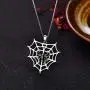 YL Spider Necklace 925 Sterling Silver Personality Tarantula Web Charms Pendant Cobweb Halloween Insect Jewelry