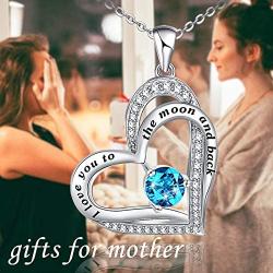 Heart Necklace for Women 925 Sterling Silver I Love You to The Moon and Back Necklace for Girls