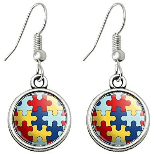 GRAPHICS & MORE Autism Awareness Diversity Puzzle Pieces Novelty Dangling Drop Charm Earrings