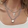 BVROSKI Lock Key Pendants Chains Necklace Set for Eboy Egirl Men Male Emo Goth Women Teen Girls Boys, Stainless Steel Jewelry Pack for Pants Punk Play