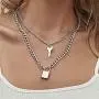 BVROSKI Lock Key Pendants Chains Necklace Set for Eboy Egirl Men Male Emo Goth Women Teen Girls Boys, Stainless Steel Jewelry Pack for Pants Punk Play