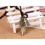 Injoy Jewelry Leather Pendant Necklace Vintage Angel Wing Cross Pendant Leather Cord Necklace Adjustable