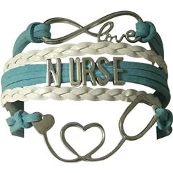 Nurse Charm Stethoscope Infinity Love Bracelet, Nurse Jewelry, Teal and White Nurse Bracelet Makes Perfect Nurse Gifts