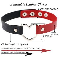 ETHOON Love Heart Adjustable Leather Choker Punk PU Necklace Goth Choker Soft Collar Chain for Women Girls